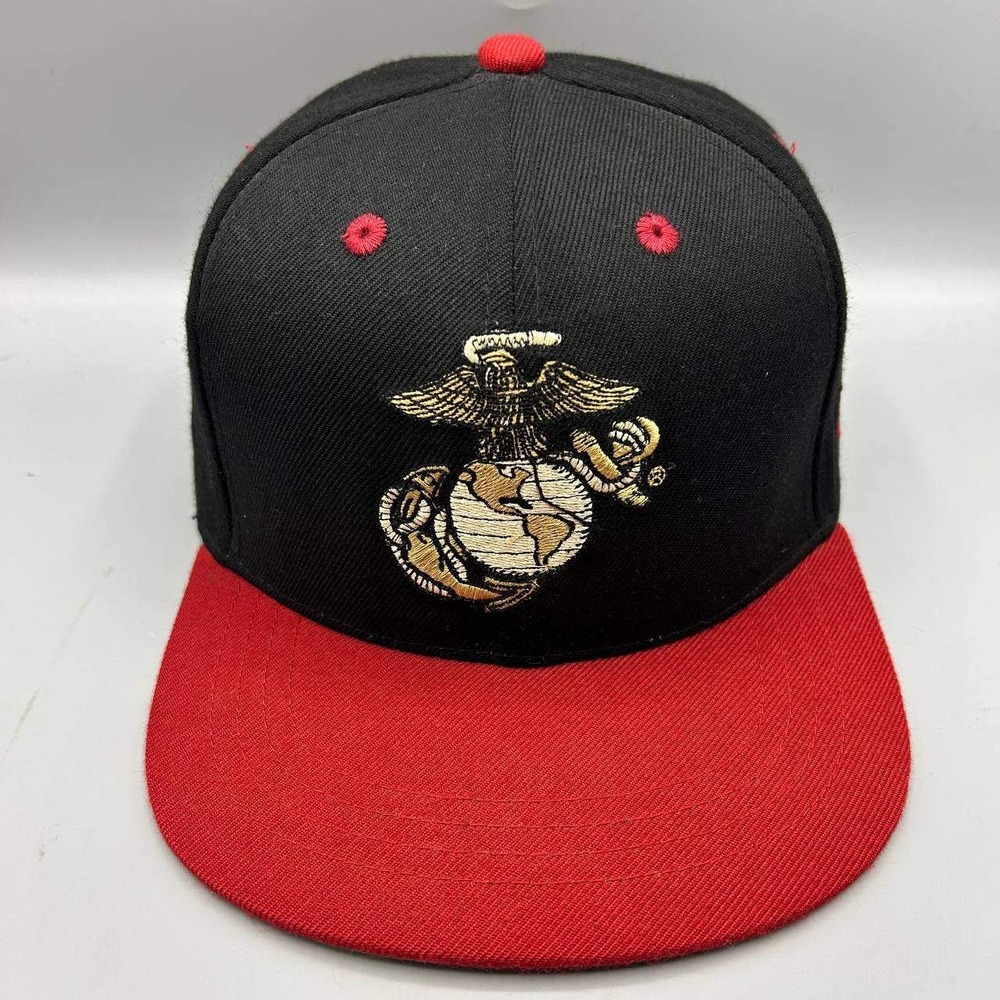 Marines Hat Men Black Red Embroidered Rapid Dominance Snap Back Cap
